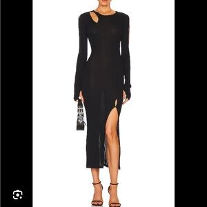 Helmut Lang Black Long Sleeve Dress with Cut-Outs